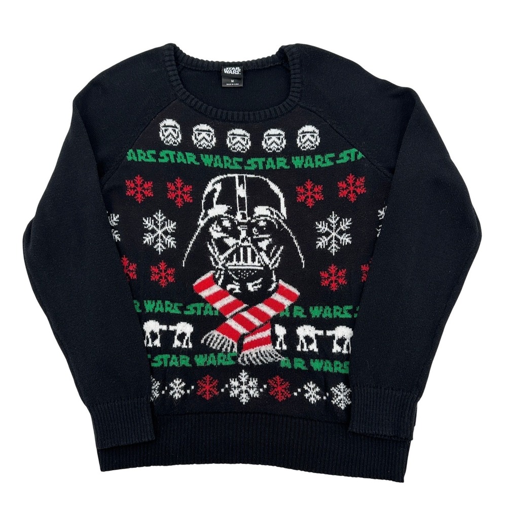 Star Wars Darth Vader Mens M Ugly Christmas Sweater Black Holiday Knit Warm Cozy